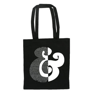 Ampersand White-on-Black Tote Bag